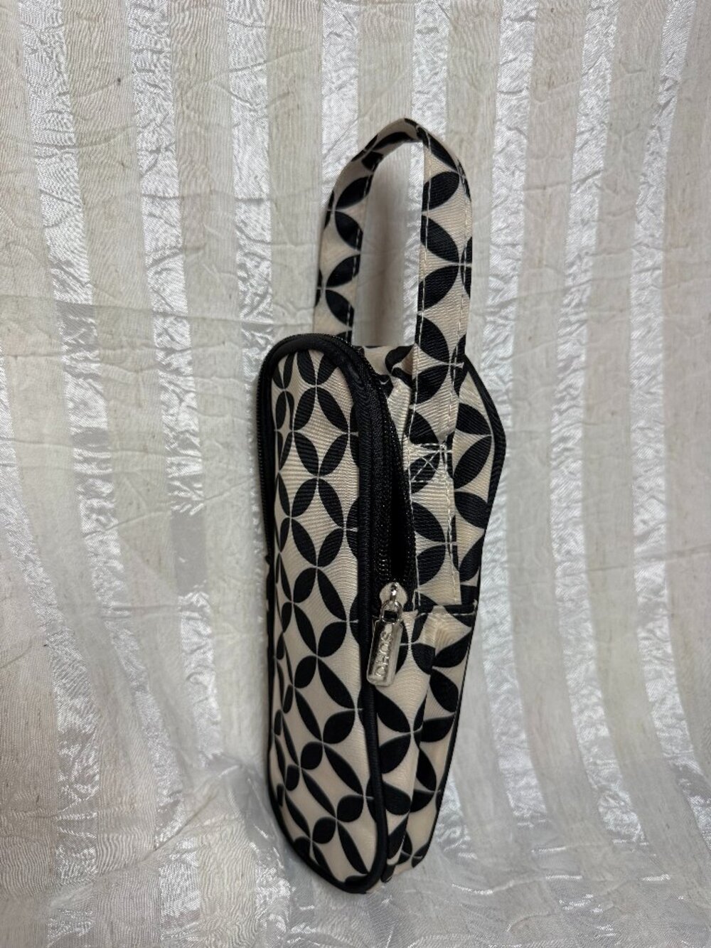 Soho Black White Geometric Print Cylinder Cosmetic Bag